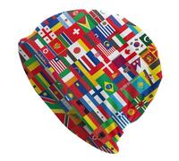 GVGOAGL Beanie for Women Men, Stretch Knitted Beanies Hat Casual Slouchy Chemo Cap Cancer Headwear Gifts, World Flag, One size