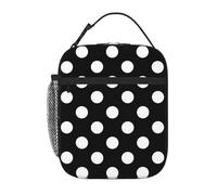 GVGOAGL Black And White Polka Dot Insulated Lunch Bag Reusable Cooler Lunch Box Portable Leakproof Thermal Container Tote Bags for Girls Boys School Travel