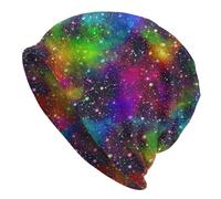 GVGOAGL Skull Beanie for Women Men, Warm Stretch Knitted Beanies Hat Lightweight Casual Slouchy Cap Cancer Headwear, Rainbow Galaxy Space, One size