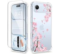 GVIEWIN Compatible with iPhone Air Case 6.5" 2025, with Screen Protector, [Full Camera Protection] Shockproof Military Grade Drop Protective Clear Floral Women Phone Cover for 17 Air,Sakura/Pink