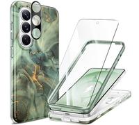 GVIEWIN Compatible with Samsung Galaxy S26 Case 6.3" 2026, Compatible with MagSafe, with Screen+Camera Protector, Marble Shockproof Bumper Anti-Scratch Protective Magnetic Cover,Desert Dream/Green