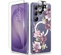 GVIEWIN Compatible with Samsung Galaxy S26 Ultra Case 6.9" 2026, Compatible with MagSafe,with Screen&Camera Lens Protector, Non-yellow Flower Clear Shockproof Protective Magnetic Cover,Cherry Blossoms