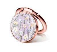 GVIEWIN Floral Cell Phone Ring Holder, Metal Kickstand Grip Compatible with iPhone 17 Pro Max/16/15/14/13/12 Series & Galaxy S25/S24 Ultra and Other Smartphones (Vibrant Spring/Purple)