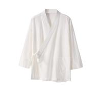GVILTY Loose Cotton Linen Kung Fu Martial Arts Suit Jacket Long Sleeves - Men Tang Suit Hanfu Chinese Traditional Clothes,Tai Chi Clothes Long Sleeve, Zen Meditation Unifor White-9XL