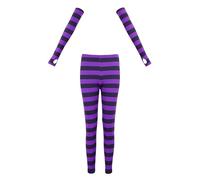 GVLAQST Womens Sally Halloween Costume Accessories Halloween Christmas Nightmare Sleeves Leggings Dress Up Stretchy Tights, Black & Purple, XL/XXL