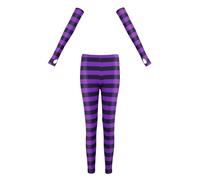GVLAQST Womens Sally Halloween Costume Accessories Halloween Christmas Nightmare Sleeves Leggings Dress Up Stretchy Tights, Black & Purple, XSmall-Small