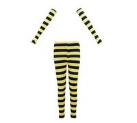 GVLAQST Womens Sally Halloween Costume Accessories Halloween Christmas Nightmare Sleeves Leggings Dress Up Stretchy Tights, Black & Yellow, XL/XXL
