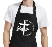 Gvlrbut Funny Aprons for Men with Pockets, Mens Apron for Grilling BBQ Kitchen Cooking Gifts for Chef Dad Birthday Christmas, Black, One size