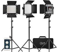 GVM 3 Pack LED Video Lighting Kits with APP Control, Bi-Color Variable 2300K~6800K with Digital Display Brightness of 10~100% for Video Photography, CRI97+ TLCI97 Led Video Light Panel +Barndoor