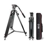 GVM 63" Video Tripod with Fluid Head with Adjustable Damping, Heavy Duty Aluminum Alloy Tripod Stand with Base Fixed Bracket for Camcorders/DSLR, Max Load 22lb, Compatible with DSLR Camera Camcorders