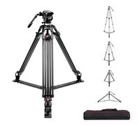 GVM 67" Video Tripod with Adjustable Damping Fluid Head, Metal Heavy Duty Dual-Mode QR Plate Compatible Flexible 360° Pan+90°/-75° Tilt, Max Load 22lb/10kg, for DSLR, Camcorders and Video Shooting