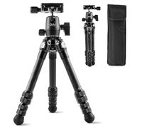GVM Carbon Fiber Camera Tripod, Tripod for Camera and Phone, Heavy Duty Camera Tripod Stand with 360° Panorama Ball Head Quick Release Plate & Mobile Phone Clip for Max Load 15 LB