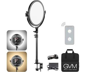 GVM LED Desktop Video Light Panel with C-Clamp, 10.2 ines Desk Mount Photography Lighting, APP Control Dimmable Bi-color 3200K-5600K/CRI97+ Key Light for Studio Conference Youtube Game Live-Streaming