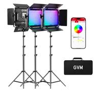 GVM RGB LED Video Light Kits, 800D 6X Upgraded Studio Lights with Optical Lens, Photography Lighting with 20 Scene Modes, Panel Lights with 19500 Lux/0.5m, Content, Filming, Portable, 3 Packs