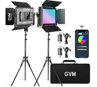 GVM RGB LED Video Light with Bluetooth Control, 60W Photography Studio Lighting Kit with Stands, 2-Packs 880RS Dimmable Led Panel Light for Youtube, Streaming, Gaming, 8 Applicable Scenes, CRI97