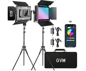 GVM RGB LED Video Light with Bluetooth Control, 60W Photography Studio Lighting Kit with Stands, 2-Packs 880RS Dimmable Led Panel Light for Youtube, Streaming, Gaming, 8 Applicable Scenes, CRI97