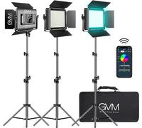 GVM RGB LED Video Light with Bluetooth Control, 880RS 60W Photography Dimmable Bi-Color LED Panel with LCD Screen, 3 Packs Studio Light for YouTube, Streaming, Gaming, 8 Applicable Scenes, CRI97