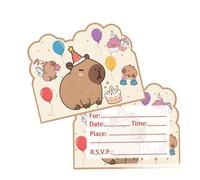 GVMJHYK Capybara Birthday Invitations, Pack of 10 Capybara Invitation Cards for Children's Birthday Parties with Envelopes and Stickers, Capybara Birthday Invitation Funny Water
