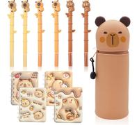 GVMJHYK Capybara Regalo Cumpleaños Niños, Pack of 11 Capybara Regalo Temático de Fiesta, Estuche de Silicona, Mini Bloc Notas en Espiral, Bolígrafo Neutro, para Niños y Niñas Invitados a UNA Fiesta