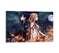 GVMRFCDD Anime Game Sword Posters Art Online Kirito Vs Gabriel Poster Wall Art Canvas Poster Modern Painting for Living Room Bed Room 08x12inch(20x30cm) Frame-style