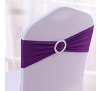 GVNFJKJK chair sashes. Chair Sashes,1pc Spandex Chair Sash Bands Bow Knot With Buckle For Wedding Party Banquet Hotel Office Meeting Decorations(Purple)