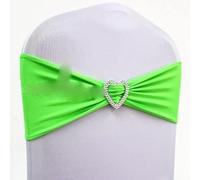 GVNFJKJK chair sashes. Chair Sashes, 50pcs SWedding Chair Bow Sash Elastic Spandex Chair Band With Heart Buckle For Hotel Event Party Decoration,(Apple Green)