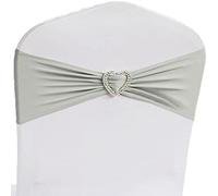 GVNFJKJK chair sashes. Chair Sashes, 50pcs SWedding Chair Bow Sash Elastic Spandex Chair Band With Heart Buckle For Hotel Event Party Decoration,(Silver Grey)