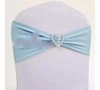 GVNFJKJK chair sashes. Chair Sashes, 50pcs SWedding Chair Bow Sash Elastic Spandex Chair Band With Heart Buckle For Hotel Event Party Decoration,(Light Blue)
