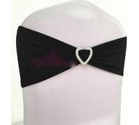 GVNFJKJK chair sashes. Chair Sashes, 50pcs SWedding Chair Bow Sash Elastic Spandex Chair Band With Heart Buckle For Hotel Event Party Decoration,(Black)