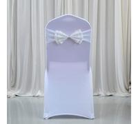 GVNFJKJK chair sashes. Chair Sashes,Band Spandex Chair Sash With Satin Bow Back For Wedding Event Party Chair Cover Decoration,50pcs(White)