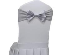 GVNFJKJK chair sashes. Chair Sashes,Chair Band Spandex Sash With Satin Bow For Chair Cover Event Wedding Party Christmas Decoration,50pcs(Silver)