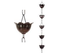 GVNFJKJK Rain Chains Copper, For Gutters, Rain Chain Metal Chimes And Cups Flower Rain Catcher Hanging Rain Gutter Chain