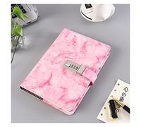 GVNFJKJK Retro notebook, Notebook Password Marble Texture 100 Sheets Personal Diary With Lock Code Thick Notepad Leather Office School Supplies Gift(Pink)