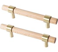 GVNFJKJK Wooden Drawer Handles, 2 pcs Pulls Knobs Drawer Cabinet Handle T Bar Handles Door for Cupboard Kitchen(Hole Distance:96mm)