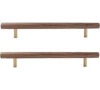 GVNFJKJK Wooden Drawer Handles, 2 pcsPulls Knobs Drawer Cabinet Handle T Bar Handles Door for Cupboard Walnut Kitchen(Hole Distance:224mm)