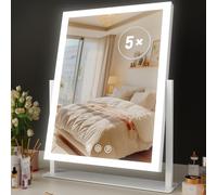 Gvnkvn Lighted Makeup Mirror, 17.2"x13.6" Hollywood Vanity Mirror with Lights, Three Color Modes, Smart Touch Control, 360°Rotation,with 5X Magnifying Glass