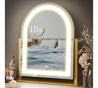 Gvnkvn Lighted Makeup Mirror, Hollywood Vanity Mirror with Lights, Three Color Lighting Modes and Detachable 10X Magnifying Mirror, Smart Touch Control, Rotation
