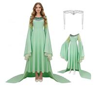 Gvnphal Arwen Costume for Women Medieval Renaissance Dress Flared Sleeve Queen Dress with Headpiece Halloween Party Costume L