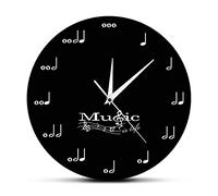 GVOZI 12 Inch Round Wall Clock Music Is Life Inspirational Wall Clock Music Notes Musical Clock Treble Clef Stave Music Studio Hanging Wall Watch Musician Gift 30cm