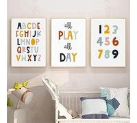 GVOZI Canvas Prints For Walls Alphabet Numbers Canvas Painting Posters Nursery Wall Art Kindergarten Decoration Kids Room Decor Picture For Baby 50x70cm