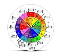 GVOZI Decorative 12 Inch Circle Of Fifths Music Theory Cheat Sheet Wall Clock, 30cm