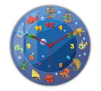 GVOZI Silent Wall Clock Non Ticking 12 Inch Cartoon Sea Animals Wall Clock For Nursery Kids Room Under The Sea Creature Ocean Home Decor Quiet Movement Clock Watch 30cm