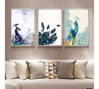 GVOZI Wall Art Painting Beautiful Modern Peacock And Feather Poster Print Painting Canvas Wall Pictures Home Graffiti Art Bedroom Decor Custom 50x70cm