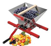 Gvqng 1.8 Gal Apple Crusher, Stainless Steel Manual Juicer, Removable Portable Fruit Grinder, No Electricity Required, Large Capacity, Scratter Pulper for Fruits, Vegetables,Red,7L