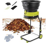 Gvqng Bladeless Electric Mulcher, Leaf Shredder with Wheels and Storage Bag, 54cm Wide Hopper, Compost Shredder Leaf Crusher, for Pine Needles, Thatch, and Garden Debris,A,30m xpowercord
