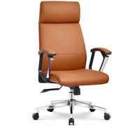Gvqng High Back Office Chair, Comfy Executive Computer Chairs with Wheels and Arms, Headrests, Rocking Ergonomic Desk Chair, Leather Office Furniture for Home,Orange