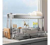 Gvqng Over The Sink Dish Drying Rack, Adjustable Large Capacity Dish Rack for Kitchen Counter, Space Saving Sink Organizer, for Small Spaces Apartments Home,Single layer,55cm