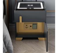 Gvqng Smart Nightstand with Drawer and Safe, LED Bedside Tables with Charging Station Night Stand, Smart Bedside Table with Adjustable Lights, for Bedroom, Office,03
