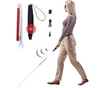 Gvqng Smart Telescopic Walking Stick, Obstacle Detection Guiding Stick with Electronic Voice and Vibration Reminder, Visually Impaired Foldable Blind Cane, for Blind People,White