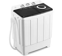 Gvqng Twin Tub Washer and Dryer Combo, 28Lbs Capacity Washing Machine with Control Knobs, Built-in Drain Dump & Timer Control, for Home/RV/Dorm/Apartment,Black,28lbs